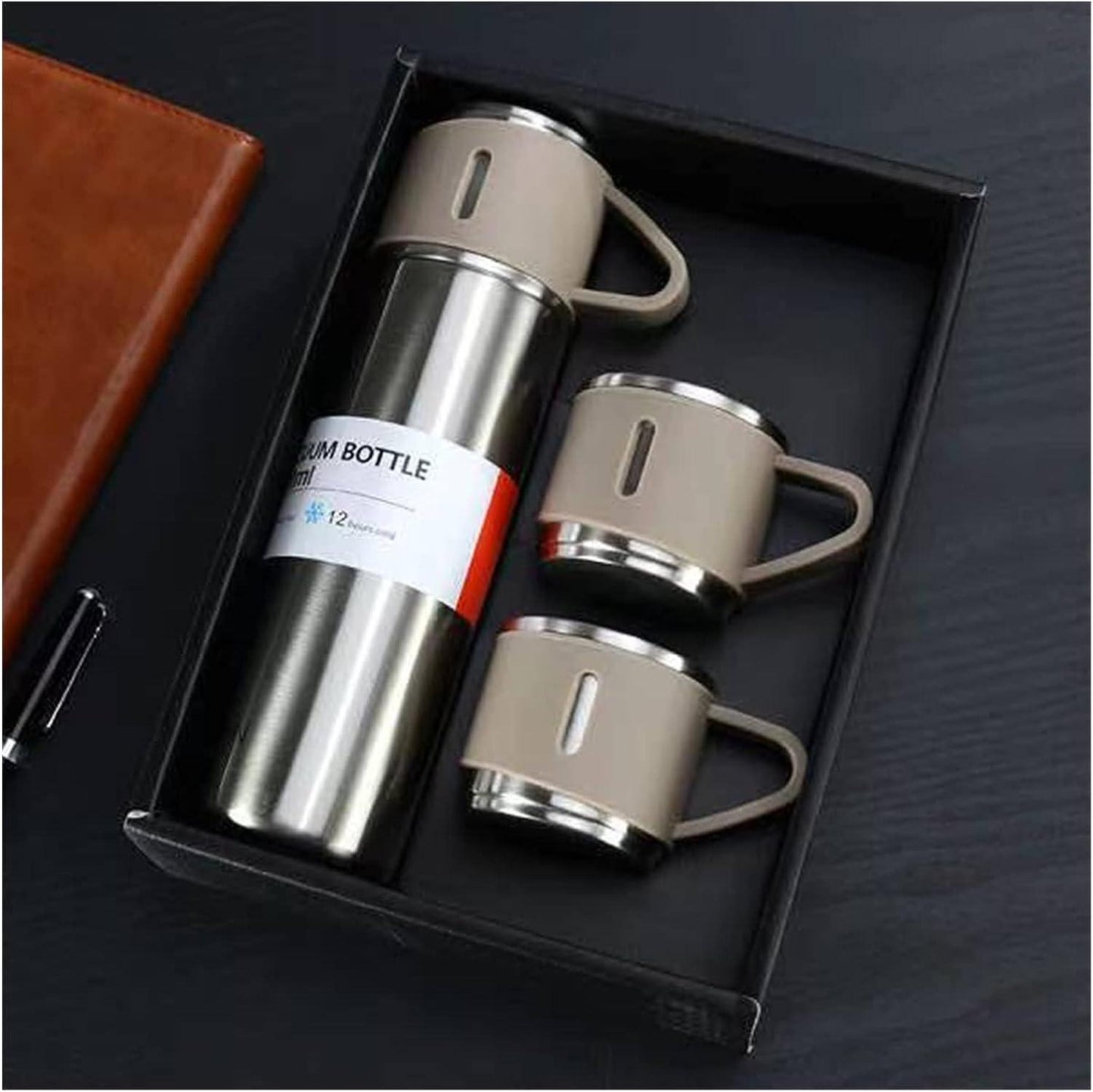 Personalized Vacuum Insulated Flask Gift Set With 2 Cups - SIGMA STORE