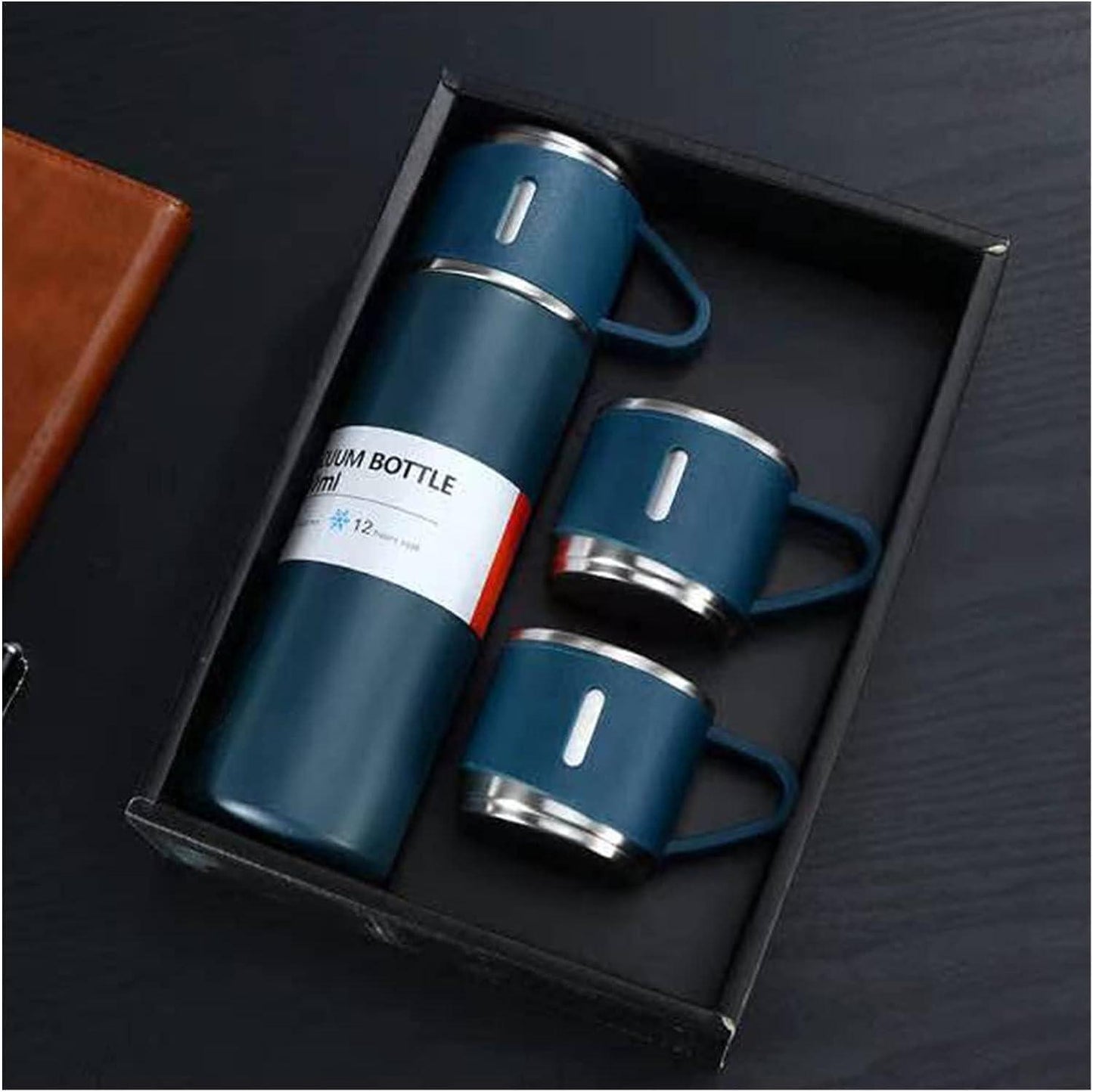 Personalized Vacuum Insulated Flask Gift Set With 2 Cups - SIGMA STORE