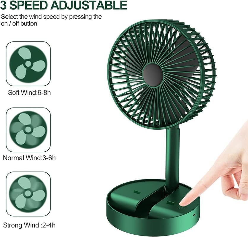 Portable Table Fan USB Rechargeable Fan with 3 Speed