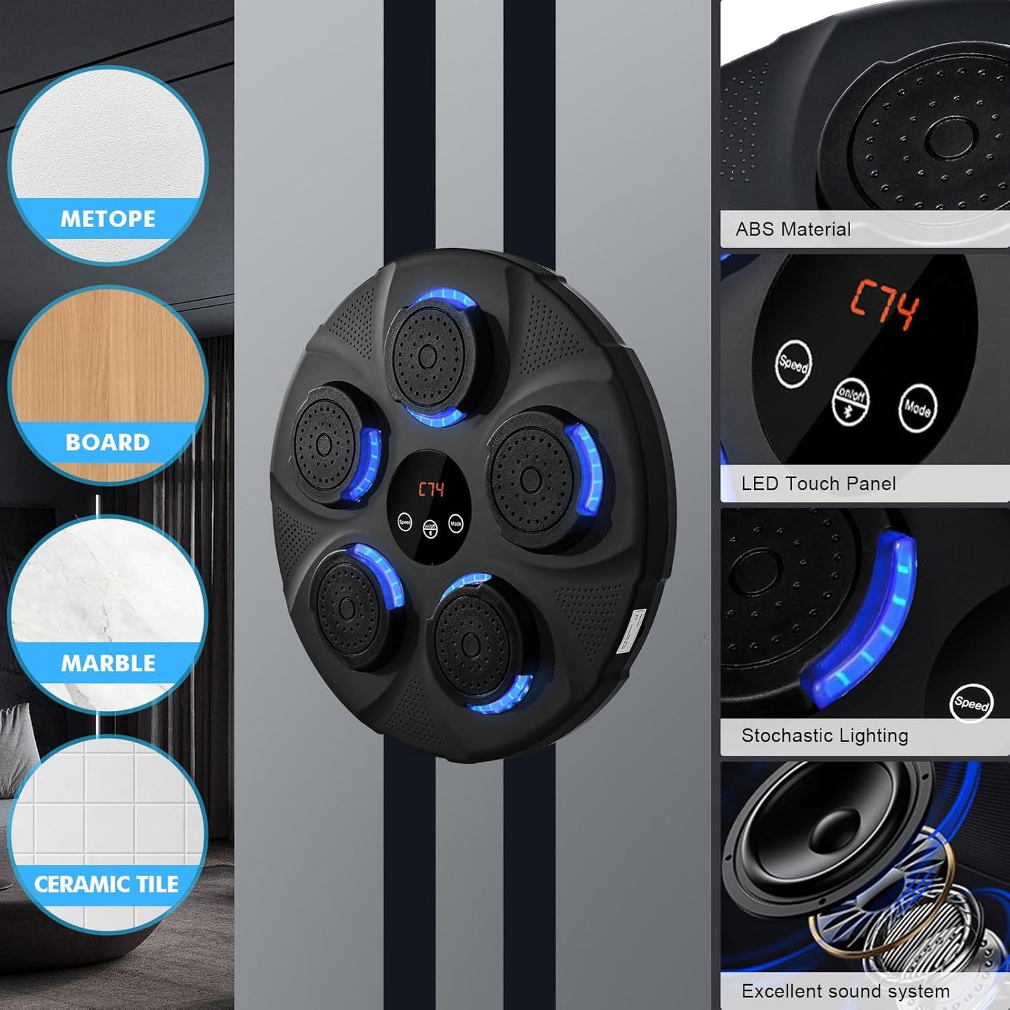 Music Boxing Machine Blue Light Hitting Reaction Boxing Target Intelligent Electronic Wall Target