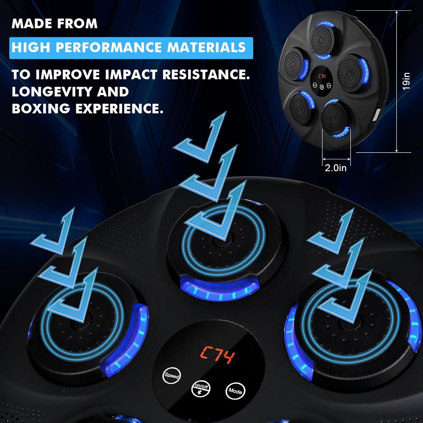 Music Boxing Machine Blue Light Hitting Reaction Boxing Target Intelligent Electronic Wall Target