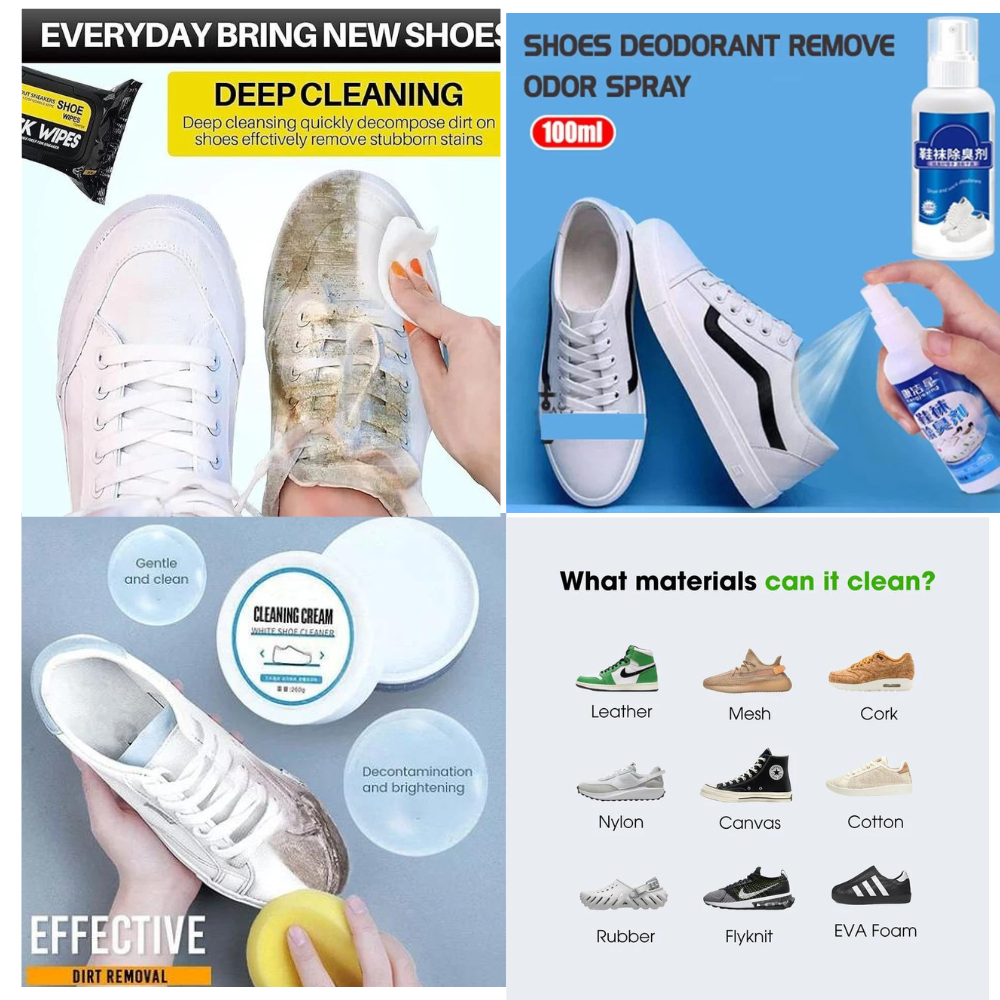 Sneaker Wipes | Instant Shoe Cleaner with Microfiber Cloth | Anti-Stain & Anti-Fouling Shoe Wipes for Sneakers | Portable Shoe Cleaning Kit
