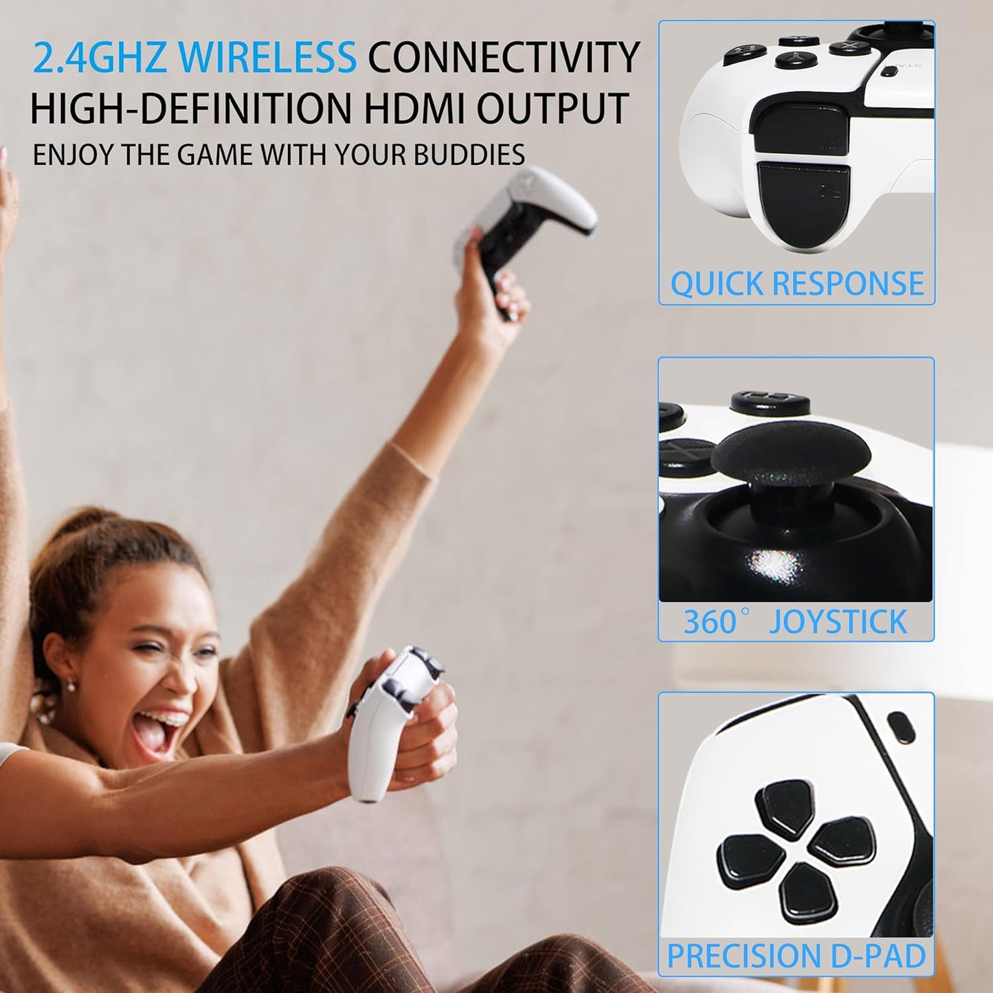 Game Stick 4K Video Game Console Retro Classic Games 2.4G Double Wireless Controller 64GB