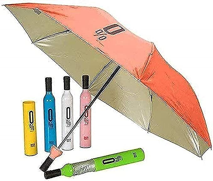 Folding Bottle Umbrella With Wine Bottle (Multicolor)