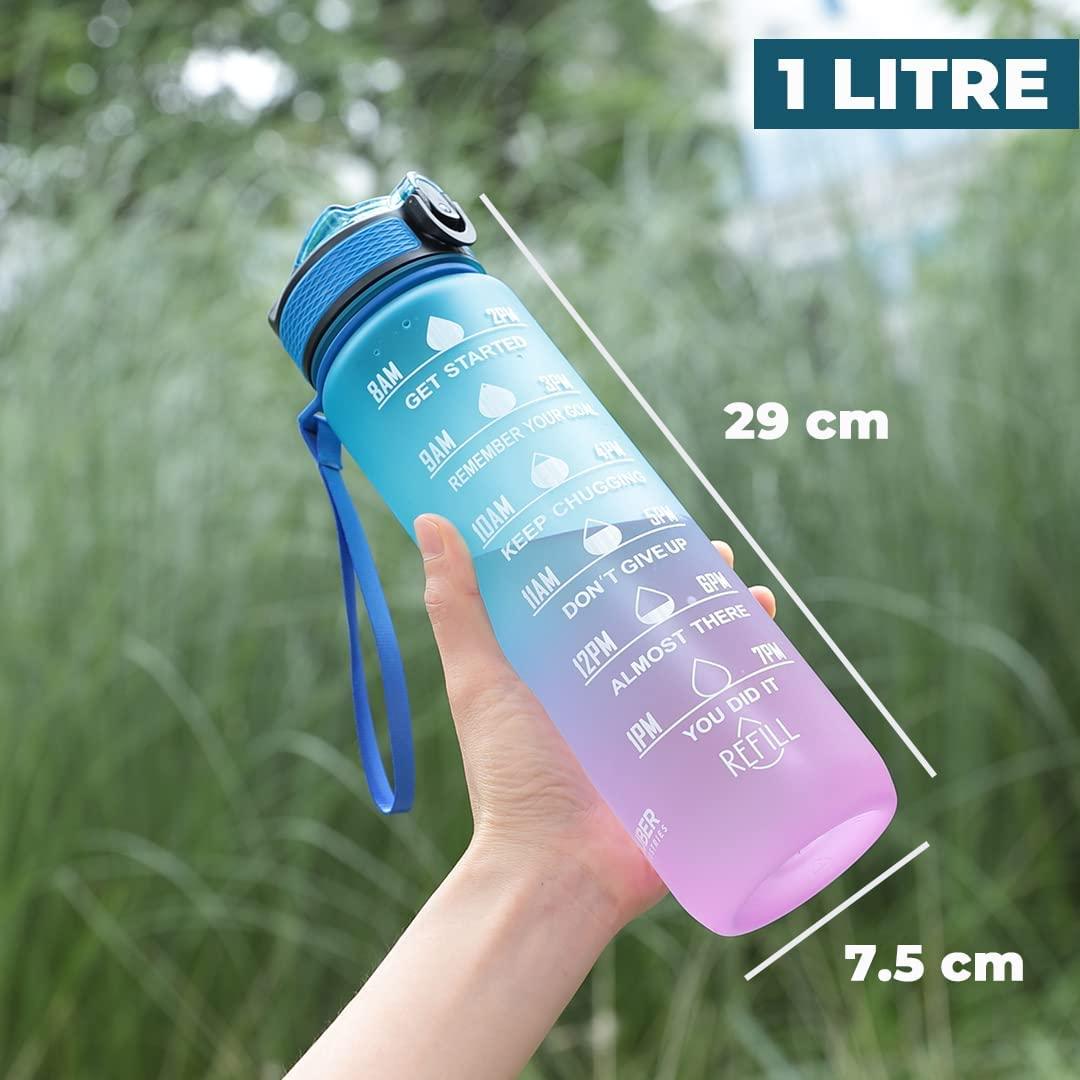 Motivational Water Bottle With Strap (1 Litre) - SIGMA STORE