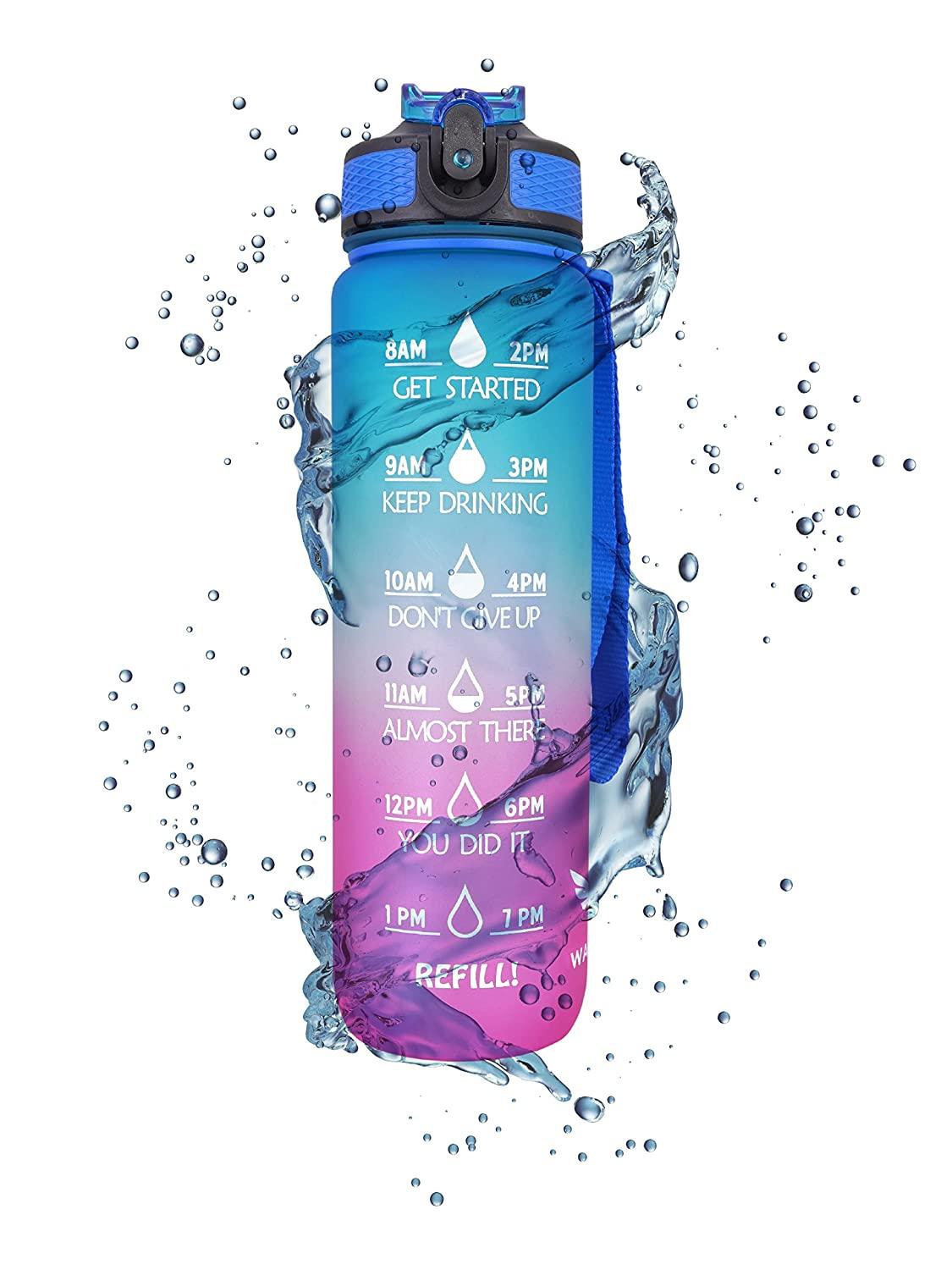 Motivational Water Bottle With Strap (1 Litre) - SIGMA STORE