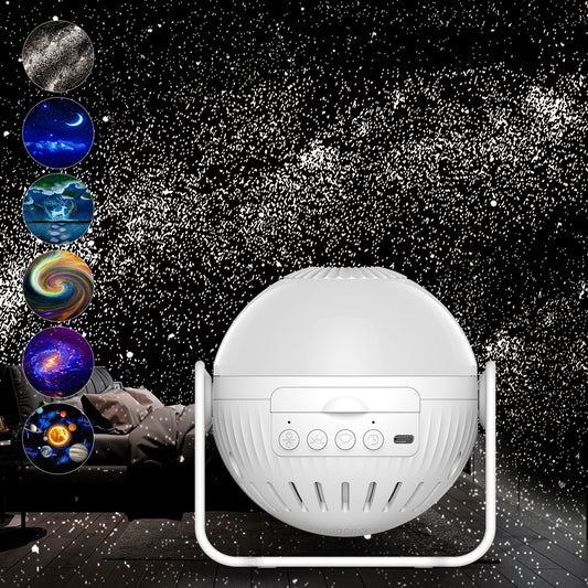 Projector Galaxy Light Projector Support 360° Rotation,6 in 1 Star Projector Night Light with Nebula Moon Planets Aurora,Suitable for Baby Kids Bedroom Ceiling/Game Room/Party/Bar