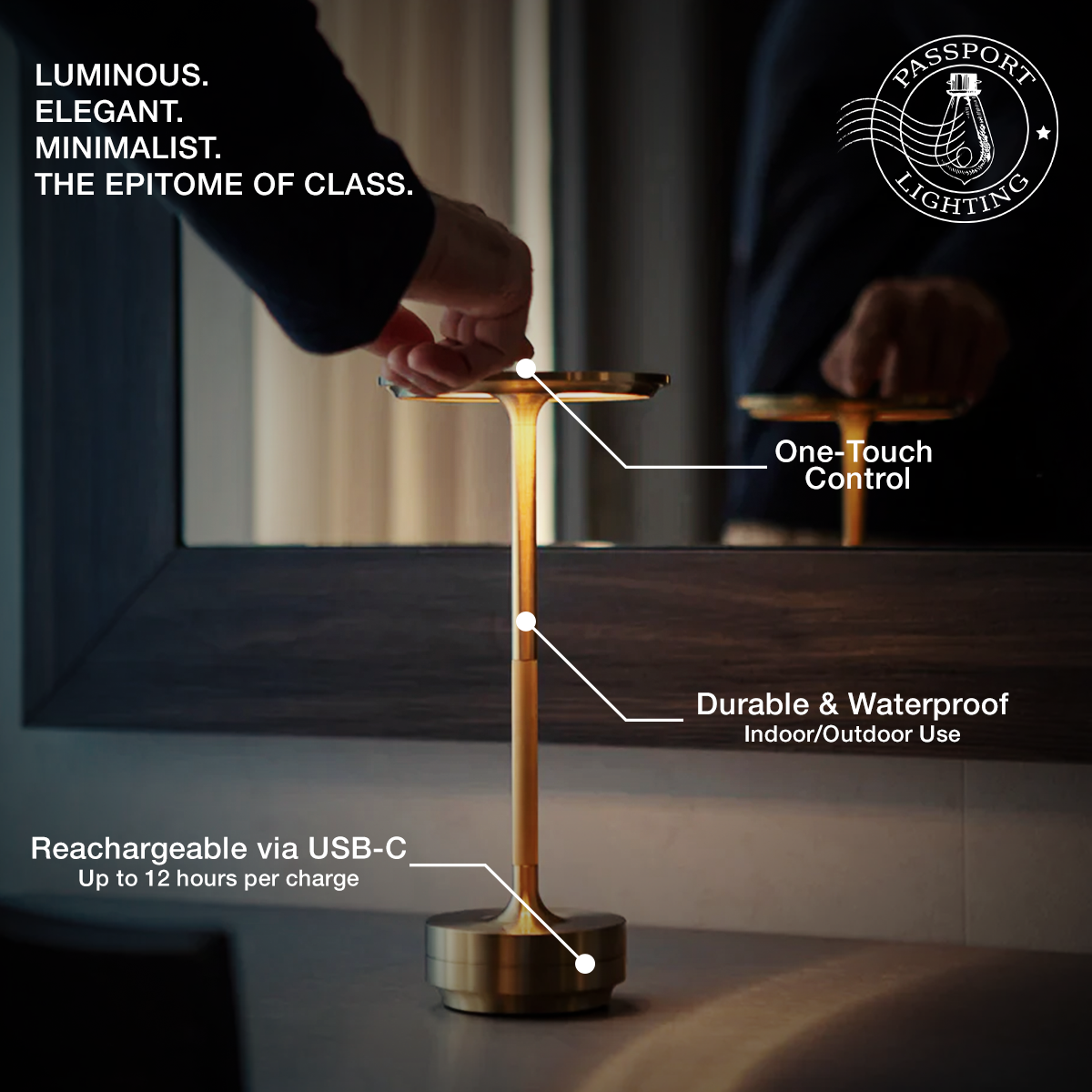 Cordless Elegance Table Lamp (Rechargable)