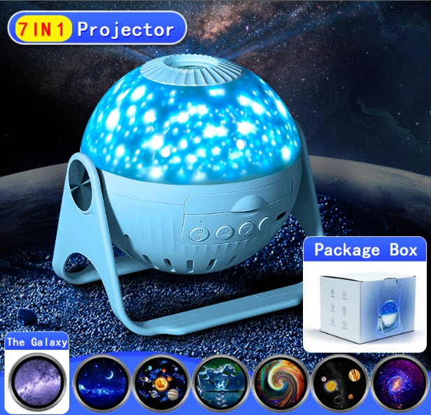 Projector Galaxy Light Projector Support 360° Rotation,6 in 1 Star Projector Night Light with Nebula Moon Planets Aurora,Suitable for Baby Kids Bedroom Ceiling/Game Room/Party/Bar