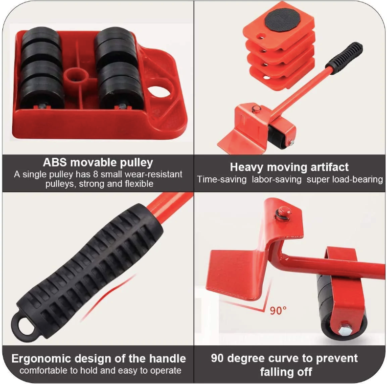 Heavy Duty Furniture Lifter Mover Tool Set, Furniture Moving Roller Wheel Set