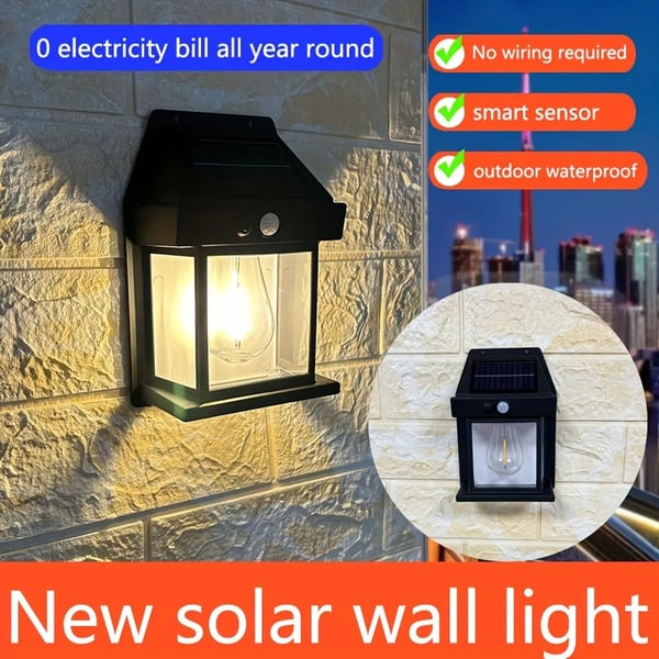 Solar Wall Light Lamp Outdoor, Wireless with 3 Modes & Motion Sensor