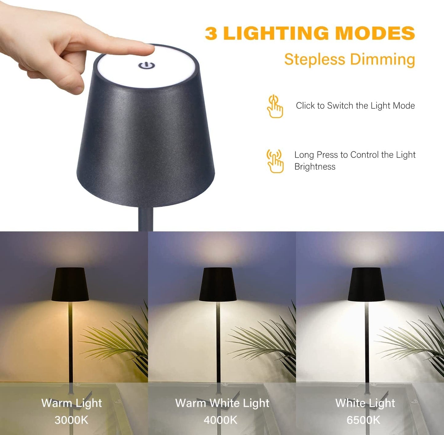 Rechargeable LED Table Lamp with 3 Lighting Modes