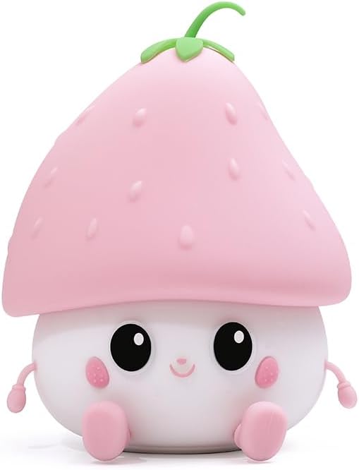 Strawberry Rechargeable Silicone Night Lamp - Cute LED Strawberry Lamp, Kids Night Light, Nursery Decor, Birthday Gift, Silicone LED Light