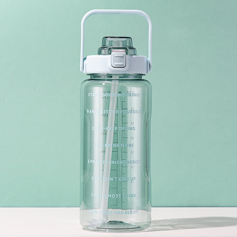 2L Motivational Water Bottle with Time Marker & Straw – BPA-Free, Leakproof, Transparent Sipper for Gym, Fitness, Office, Travel – 2000ml