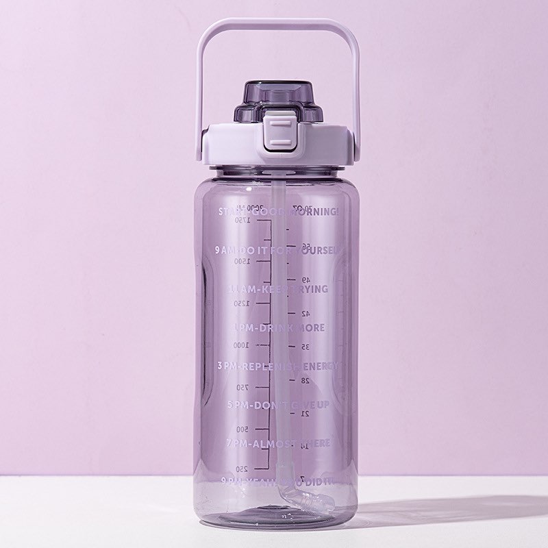 2L Motivational Water Bottle with Time Marker & Straw – BPA-Free, Leakproof, Transparent Sipper for Gym, Fitness, Office, Travel – 2000ml