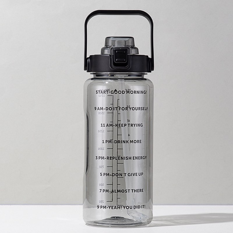 2L Motivational Water Bottle with Time Marker & Straw – BPA-Free, Leakproof, Transparent Sipper for Gym, Fitness, Office, Travel – 2000ml