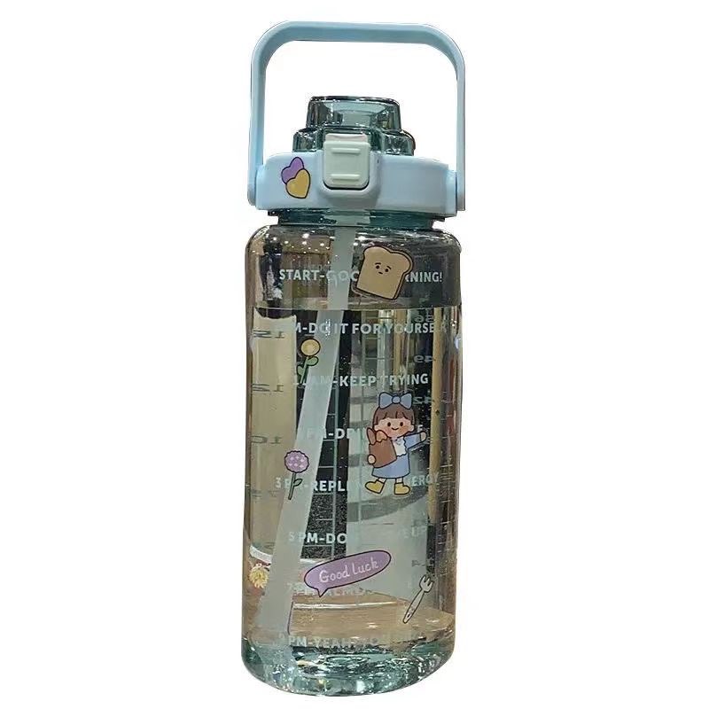 2L Motivational Water Bottle with Time Marker & Straw – BPA-Free, Leakproof, Transparent Sipper for Gym, Fitness, Office, Travel – 2000ml