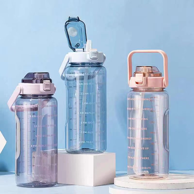 2L Motivational Water Bottle with Time Marker & Straw – BPA-Free, Leakproof, Transparent Sipper for Gym, Fitness, Office, Travel – 2000ml