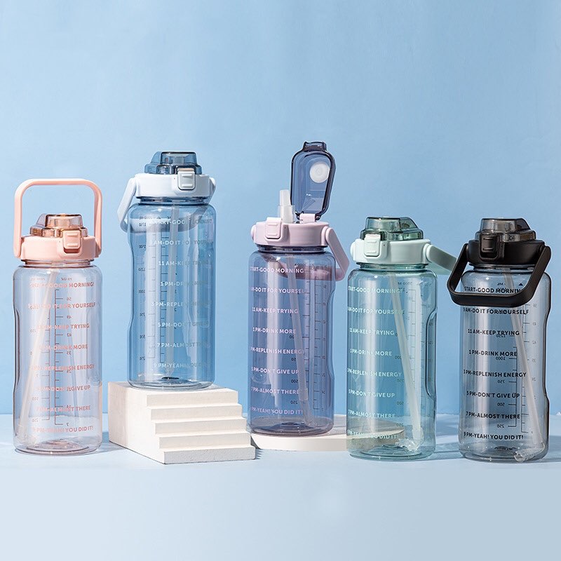 2L Motivational Water Bottle with Time Marker & Straw – BPA-Free, Leakproof, Transparent Sipper for Gym, Fitness, Office, Travel – 2000ml