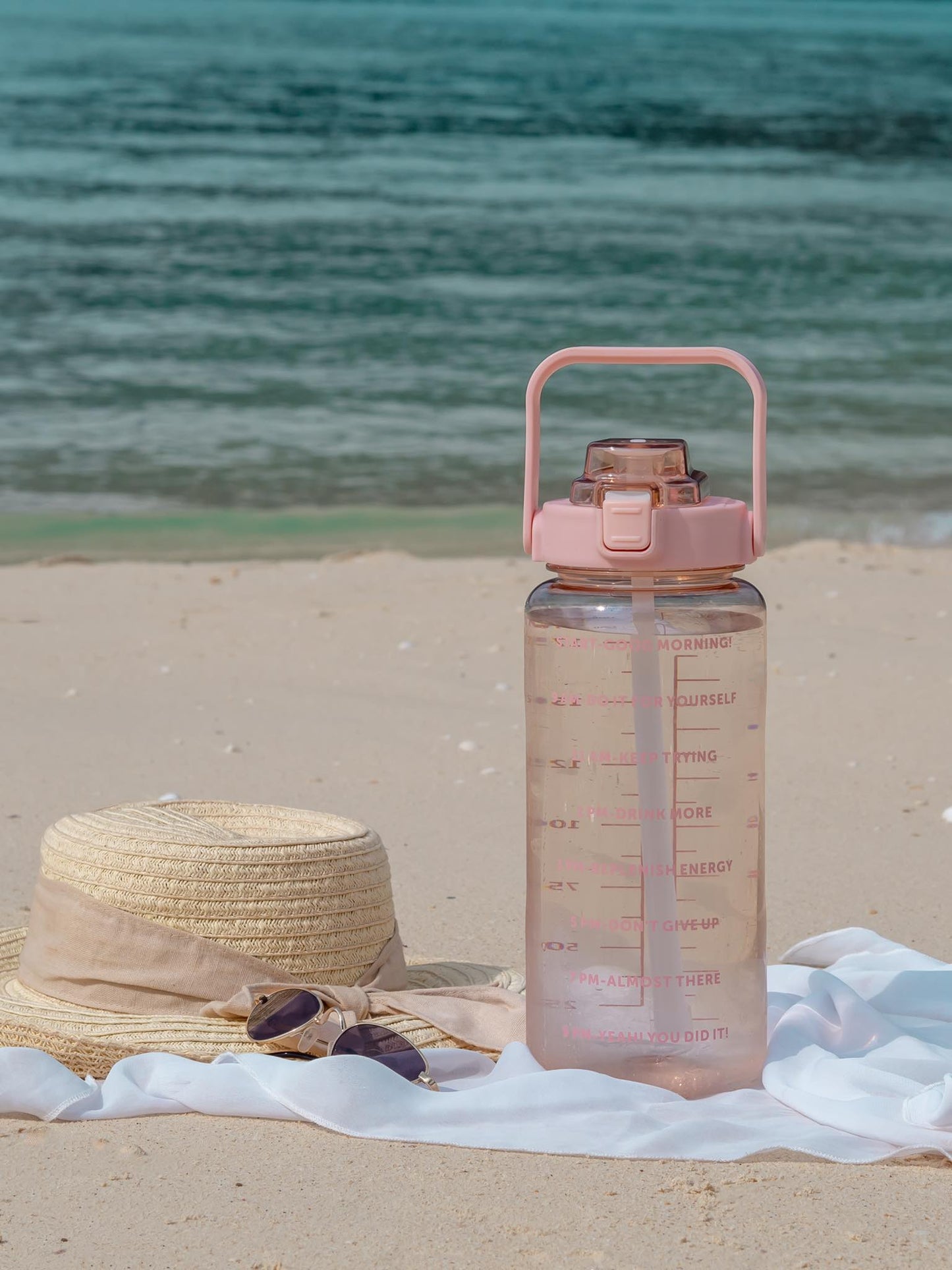 2L Motivational Water Bottle with Time Marker & Straw – BPA-Free, Leakproof, Transparent Sipper for Gym, Fitness, Office, Travel – 2000ml