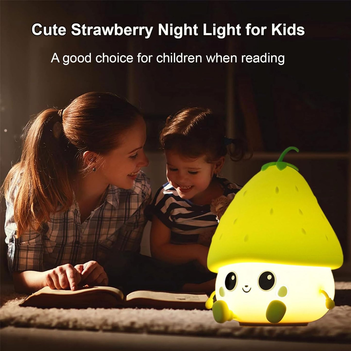 Strawberry Rechargeable Silicone Night Lamp - Cute LED Strawberry Lamp, Kids Night Light, Nursery Decor, Birthday Gift, Silicone LED Light