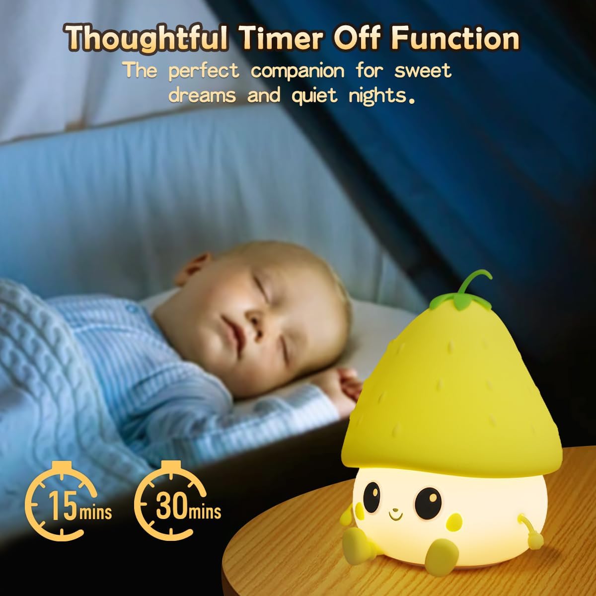 Strawberry Rechargeable Silicone Night Lamp - Cute LED Strawberry Lamp, Kids Night Light, Nursery Decor, Birthday Gift, Silicone LED Light