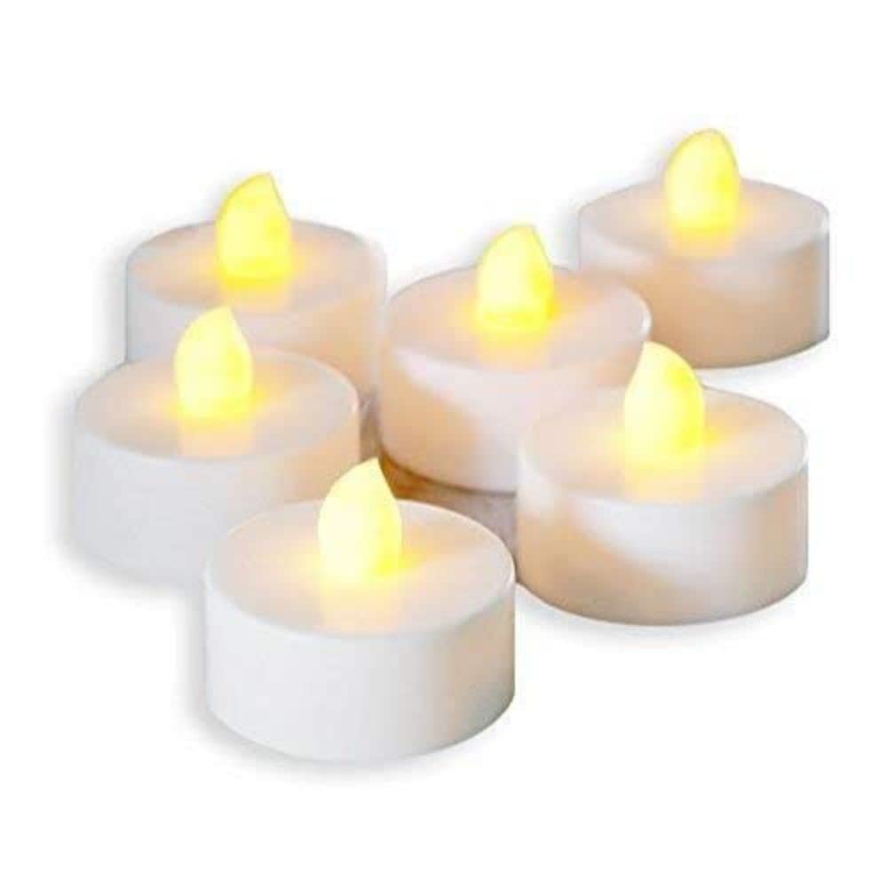 24 pcs Acrylic Flameless And Smokeless Decorative Candles Led Tea Light Candle Perfect For Gifting (Yellow, 2 Cm)