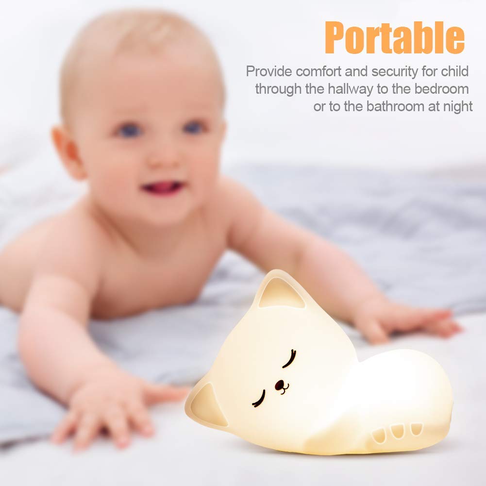 Silicone Sleeping Cat Rechargeable LED Night Lamp