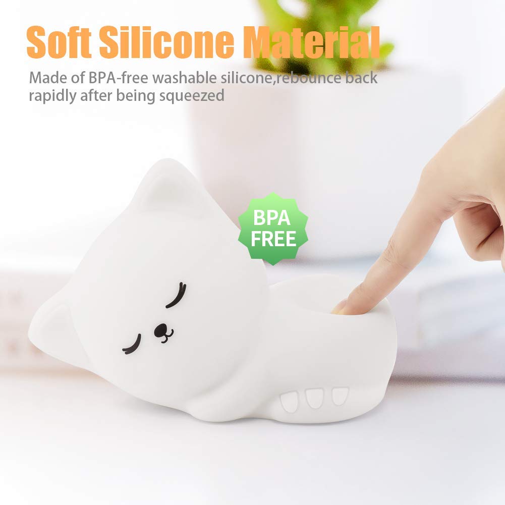 Silicone Sleeping Cat Rechargeable LED Night Lamp