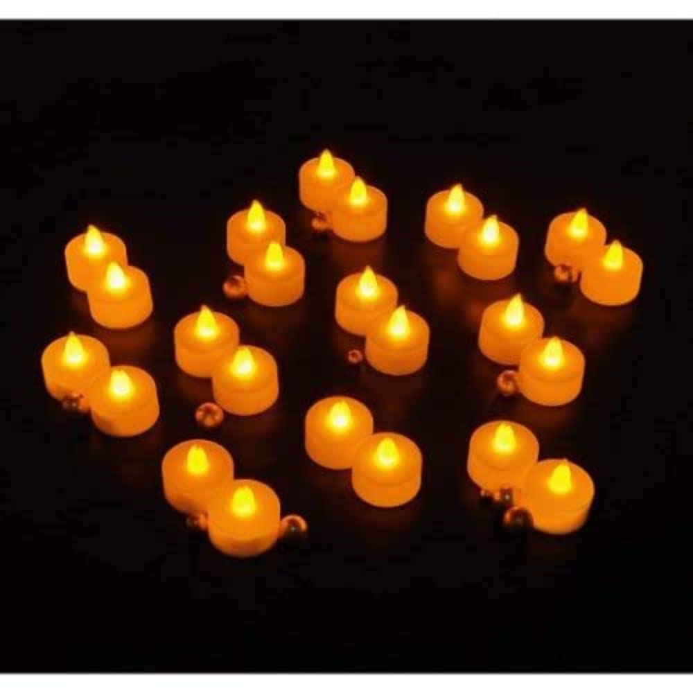 24 pcs Acrylic Flameless And Smokeless Decorative Candles Led Tea Light Candle Perfect For Gifting (Yellow, 2 Cm)