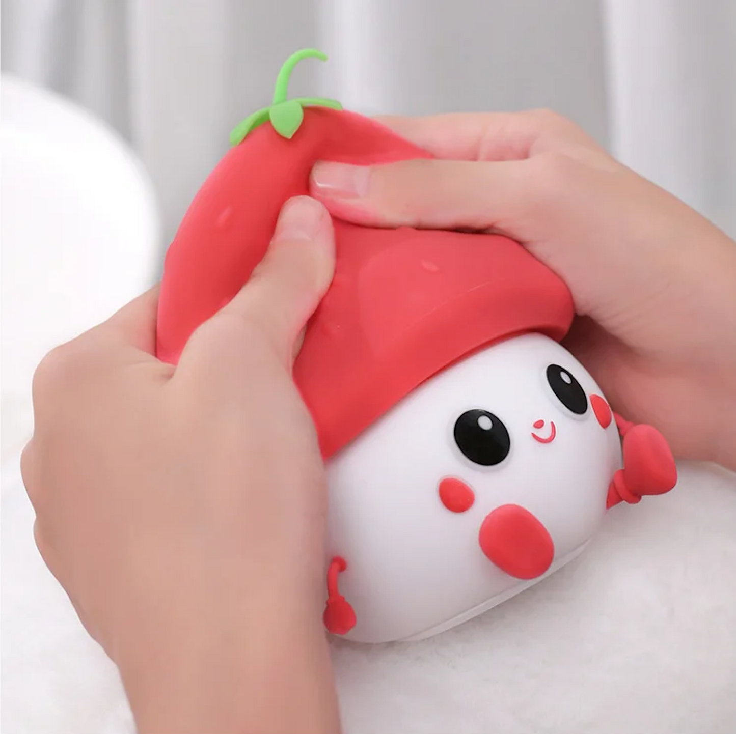 Strawberry Rechargeable Silicone Night Lamp - Cute LED Strawberry Lamp, Kids Night Light, Nursery Decor, Birthday Gift, Silicone LED Light