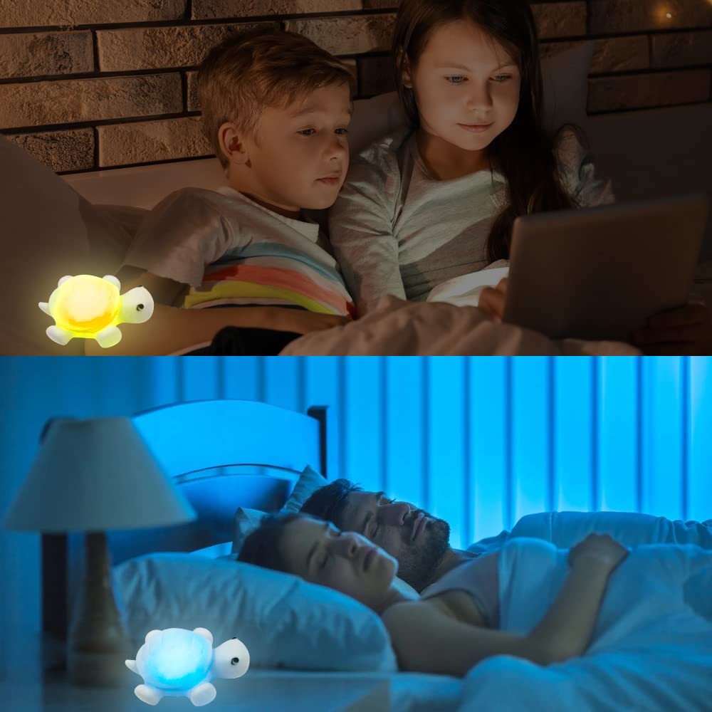 Silicone Turtle Light with 7 Color Modes for Kids Room, Rechargeable Night Lamp for Baby Nursery, Soft Touch LED Light for Bedroom Decor, Sleep-Friendly Lighting