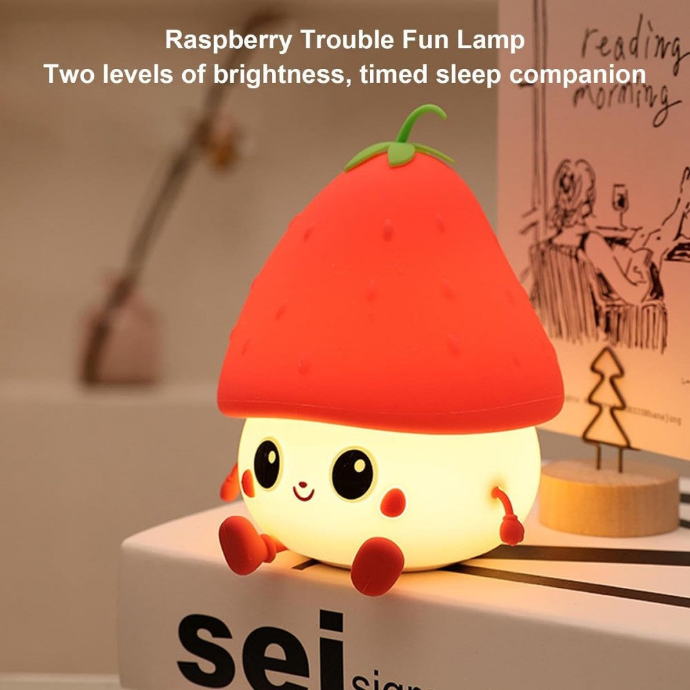 Strawberry Rechargeable Silicone Night Lamp - Cute LED Strawberry Lamp, Kids Night Light, Nursery Decor, Birthday Gift, Silicone LED Light