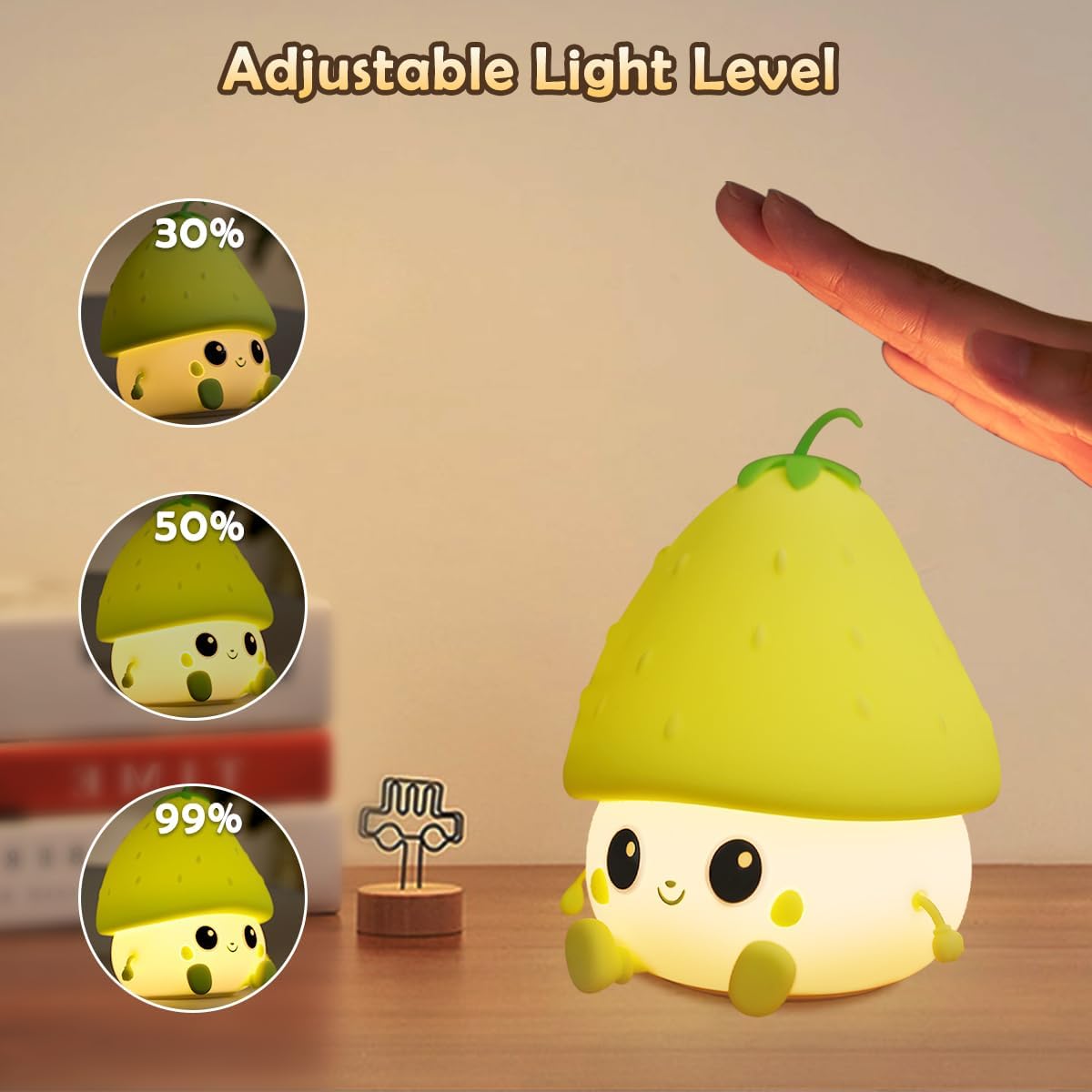 Strawberry Rechargeable Silicone Night Lamp - Cute LED Strawberry Lamp, Kids Night Light, Nursery Decor, Birthday Gift, Silicone LED Light