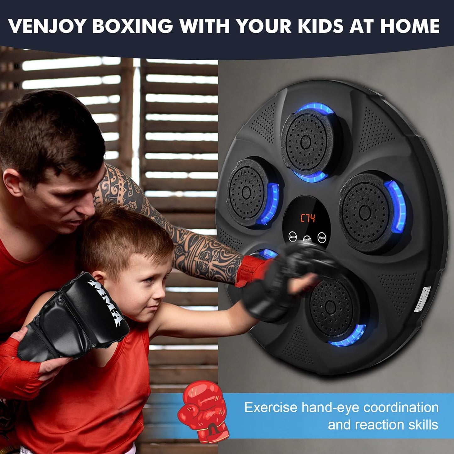 Music Boxing Machine Blue Light Hitting Reaction Boxing Target Intelligent Electronic Wall Target