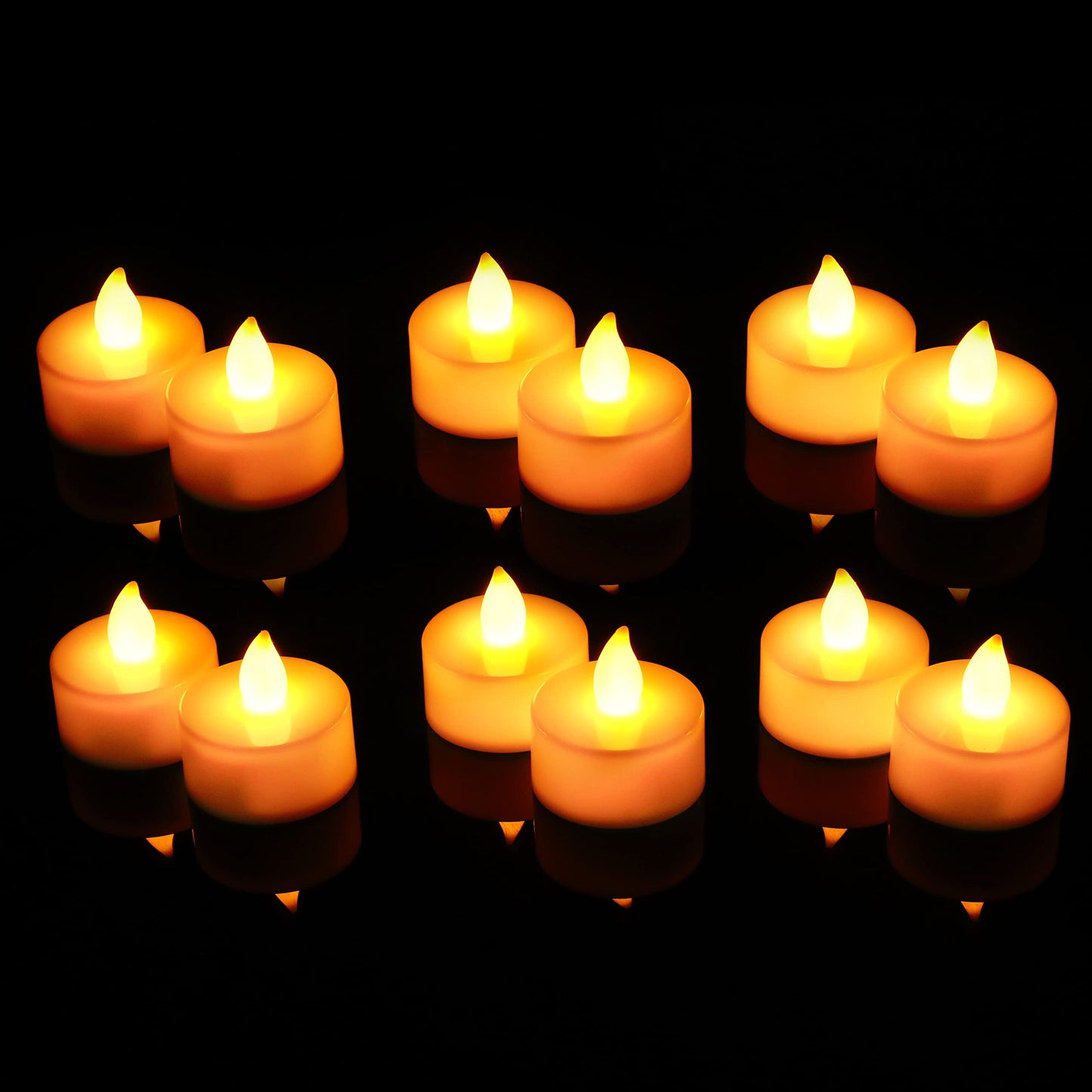 24 pcs Acrylic Flameless And Smokeless Decorative Candles Led Tea Light Candle Perfect For Gifting (Yellow, 2 Cm)