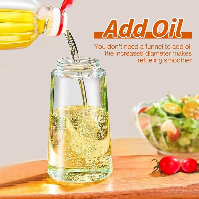2 In 1 Olive Oil Dispenser & Oil Sprayer, 550 ml Glass Oil Vinegar Bottle, Multi-Colour