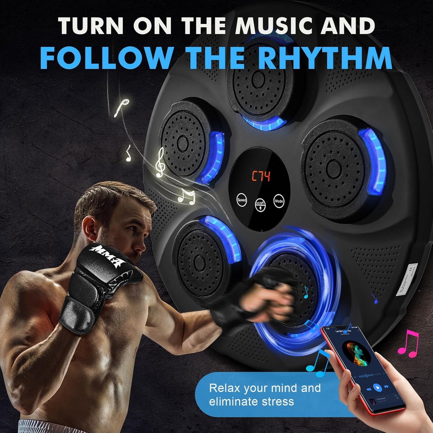 Music Boxing Machine Blue Light Hitting Reaction Boxing Target Intelligent Electronic Wall Target