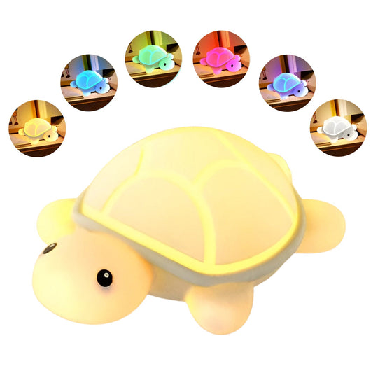 Silicone Turtle Light with 7 Color Modes for Kids Room, Rechargeable Night Lamp for Baby Nursery, Soft Touch LED Light for Bedroom Decor, Sleep-Friendly Lighting