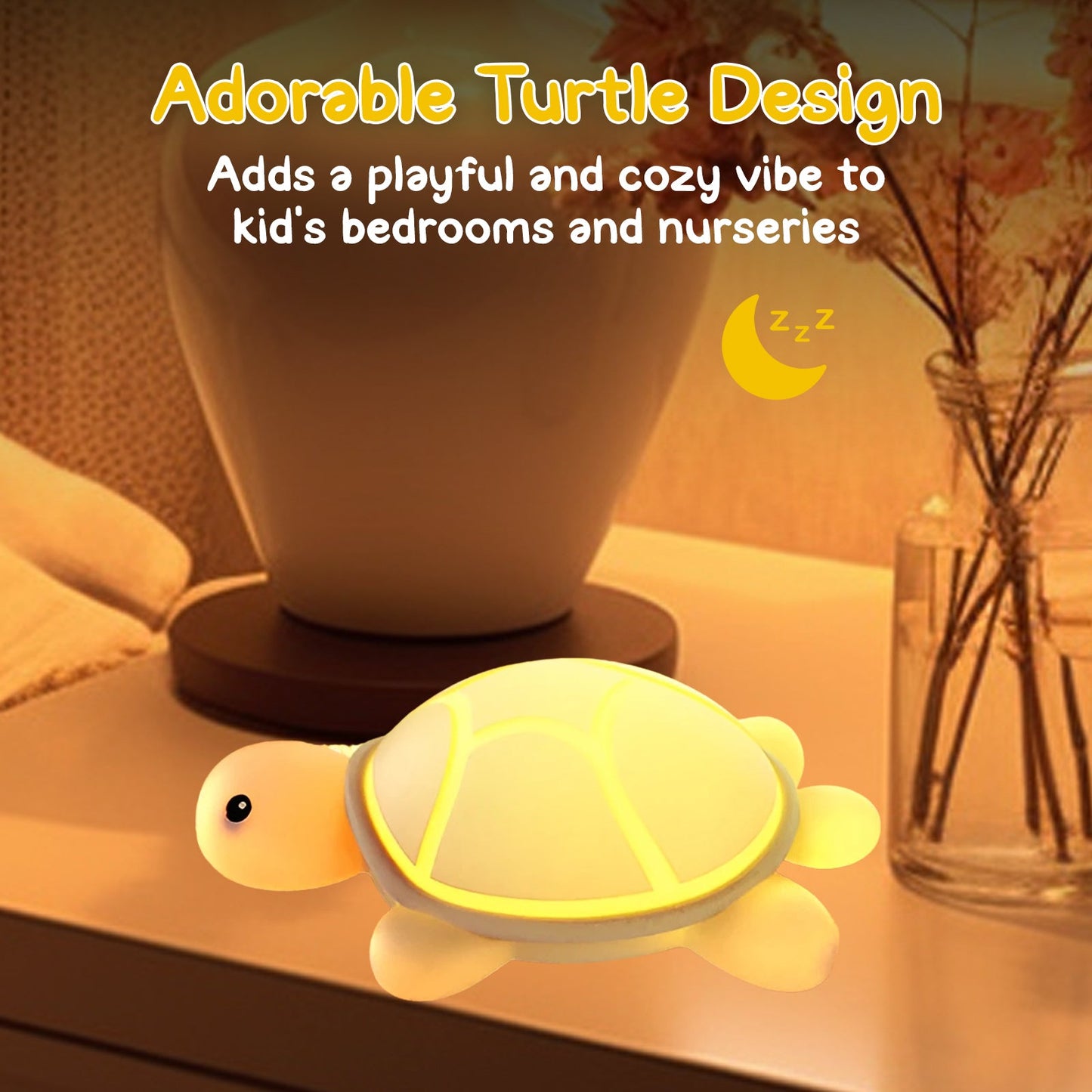 Silicone Turtle Light with 7 Color Modes for Kids Room, Rechargeable Night Lamp for Baby Nursery, Soft Touch LED Light for Bedroom Decor, Sleep-Friendly Lighting