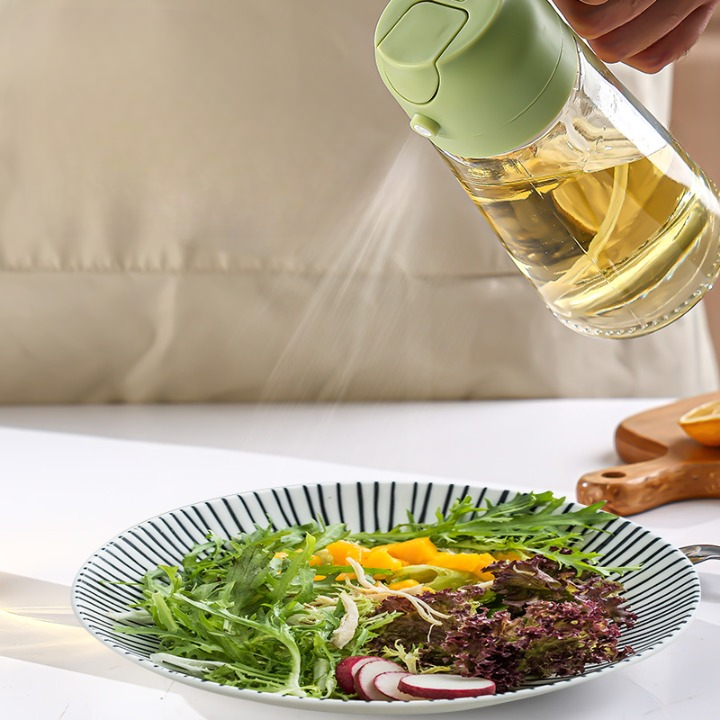 2 In 1 Olive Oil Dispenser & Oil Sprayer, 550 ml Glass Oil Vinegar Bottle, Multi-Colour