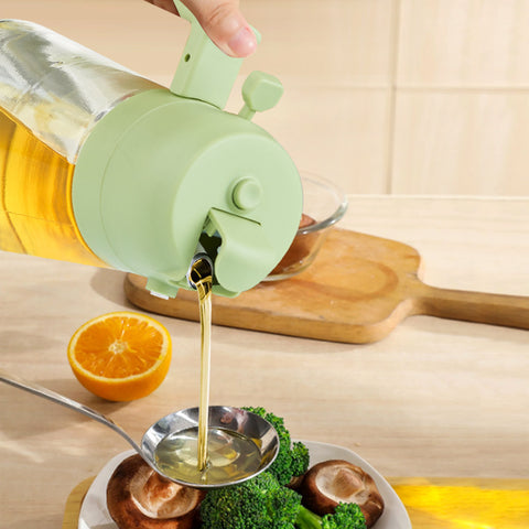 2 In 1 Olive Oil Dispenser & Oil Sprayer, 550 ml Glass Oil Vinegar Bottle, Multi-Colour