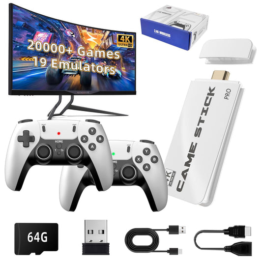 Game Stick 4K Video Game Console Retro Classic Games 2.4G Double Wireless Controller 64GB
