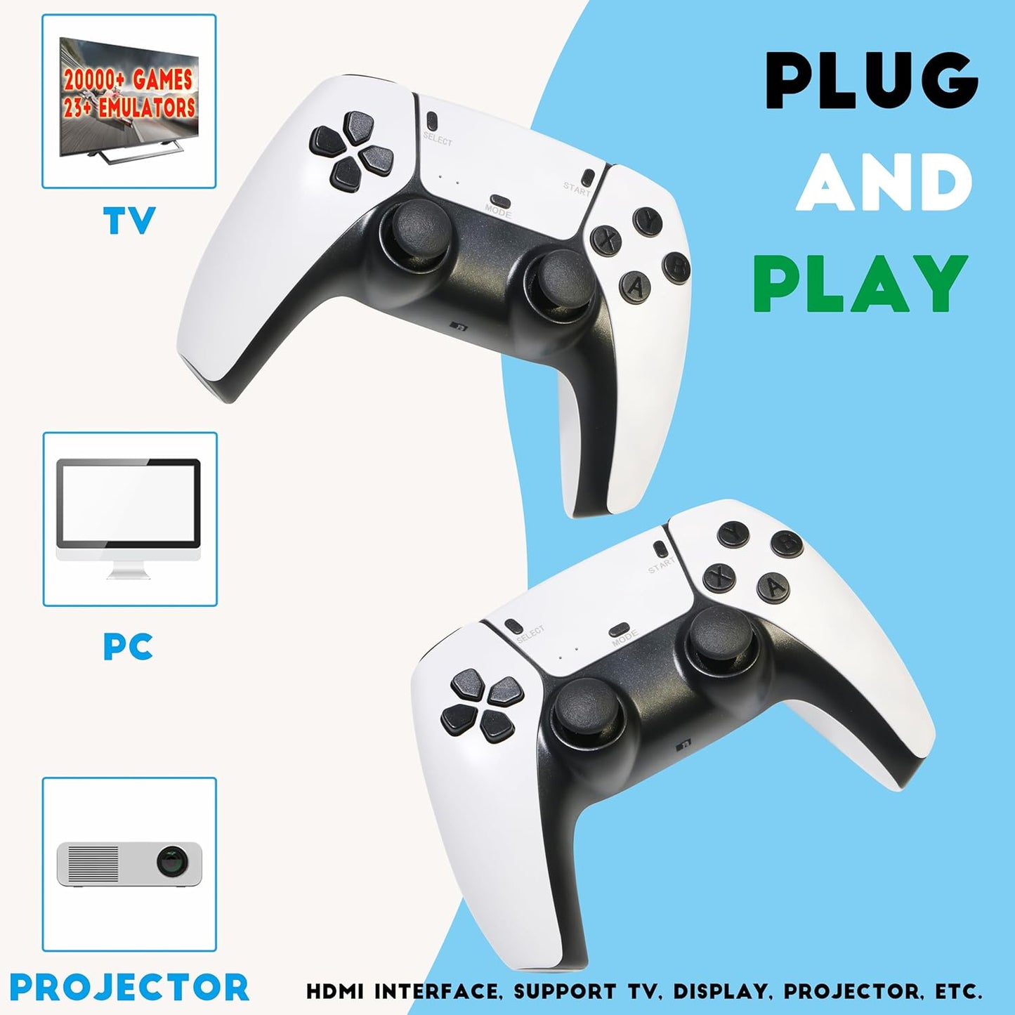 Game Stick 4K Video Game Console Retro Classic Games 2.4G Double Wireless Controller 64GB