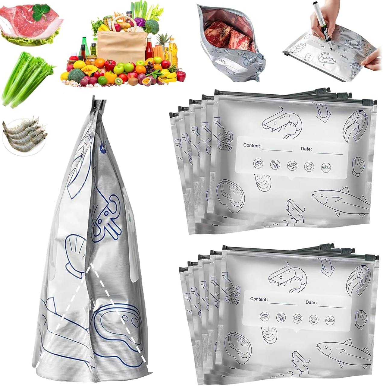 Reusable Aluminum Foil Food Stoarge Bag 6 pc