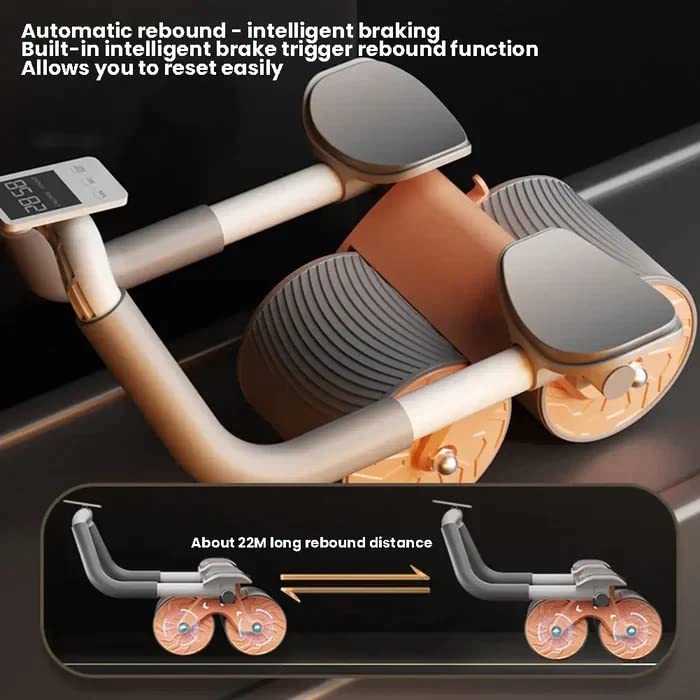 Ab Roller Wheel Exercise with Elbow Support, Automatic Rebound Abdominal Wheel, Double Wheel elbow and knee support for gym