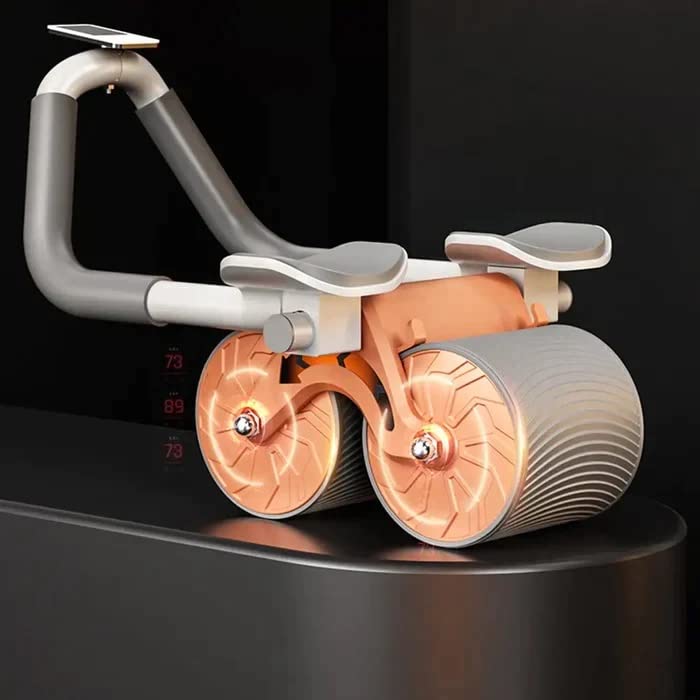 Ab Roller Wheel Exercise with Elbow Support, Automatic Rebound Abdominal Wheel, Double Wheel elbow and knee support for gym