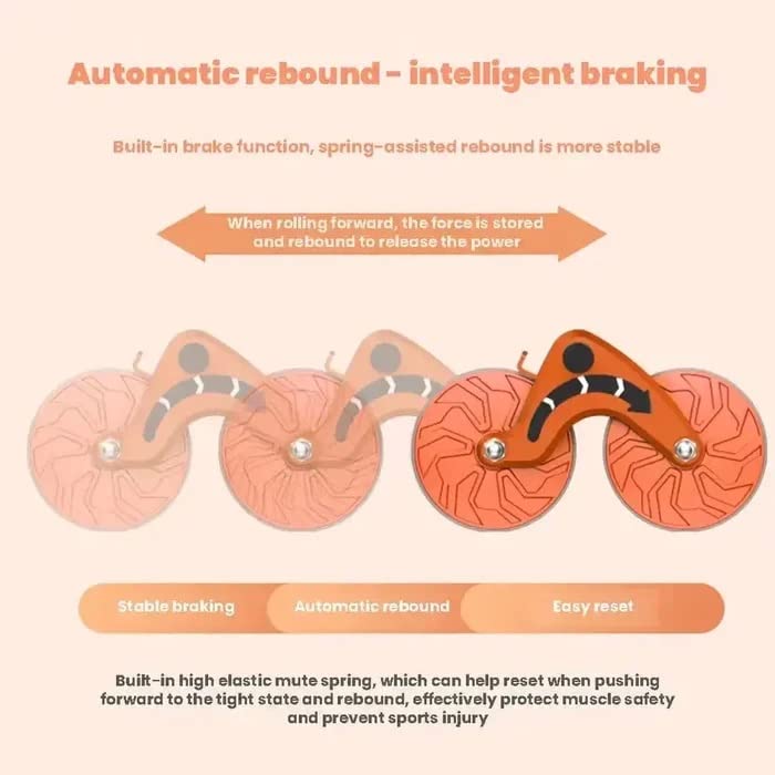 Ab Roller Wheel Exercise with Elbow Support, Automatic Rebound Abdominal Wheel, Double Wheel elbow and knee support for gym
