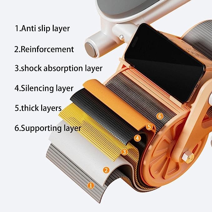 Ab Roller Wheel Exercise with Elbow Support, Automatic Rebound Abdominal Wheel, Double Wheel elbow and knee support for gym