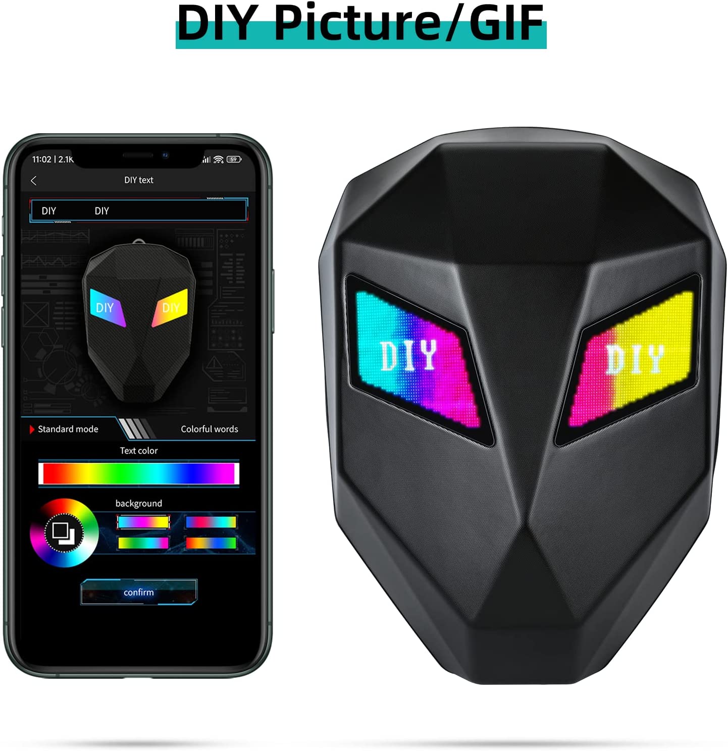 LED Hard Shell Backpack with APP Working, Waterproof Backpack with Programmable and Color Screen, Motorcycle Riding Backpack Travel Backpack Laptop Bag 5 ltrs (48 Cms)